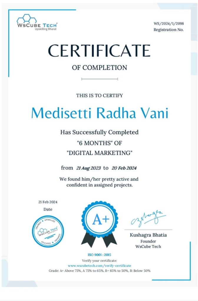 Digital marketing Certificate